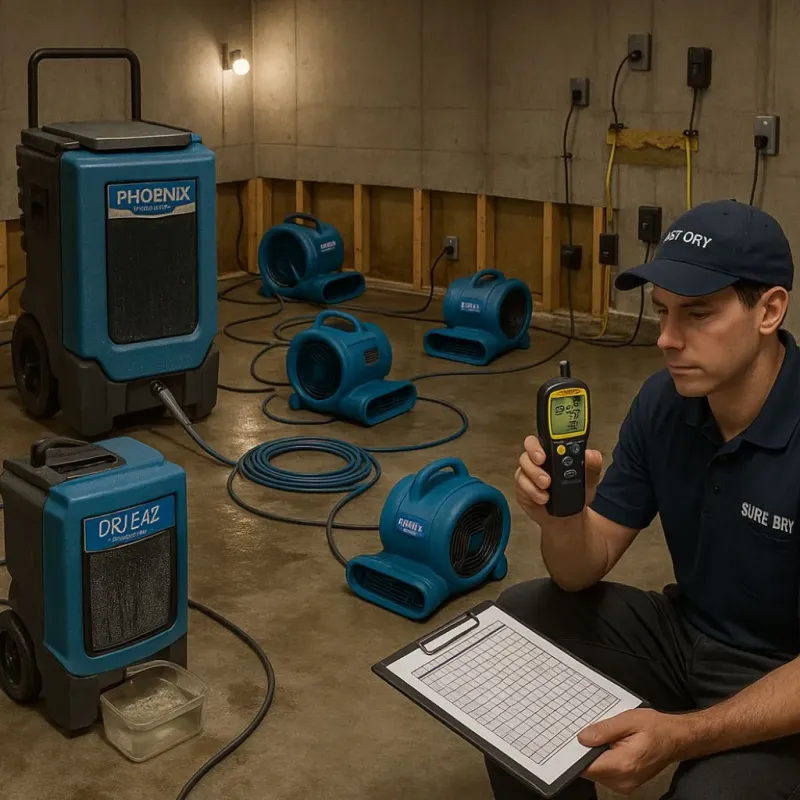 Structural Drying and Dehumidification process in Warsaw, VA